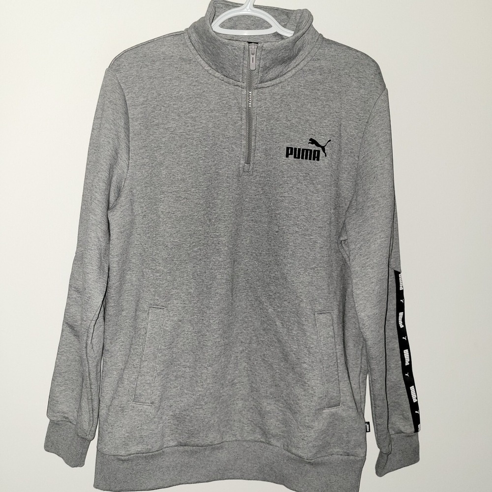 NWT Puma Essentials Half Zip Pullover Men's Size Medium Heather Gray Pockets